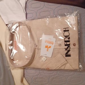 Short sleeve 3XL cream linen shirt